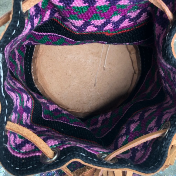 Cute purple and pink small Authentic African Drawstring Satchel Purse - Picture 11 of 15